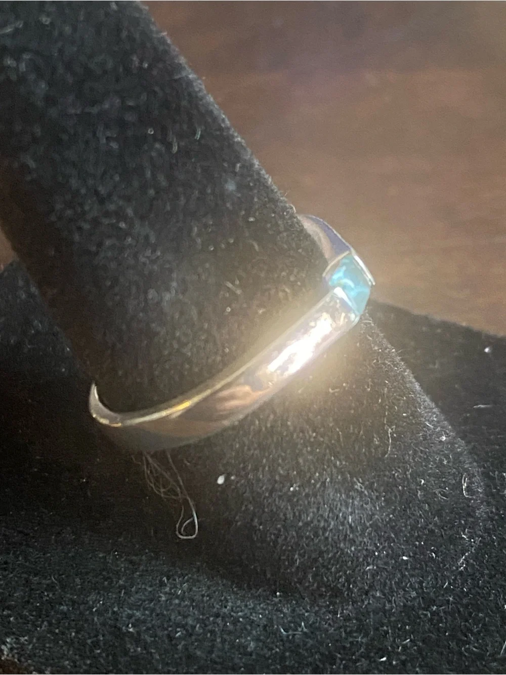 Sterling Silver and Aquamarine Gemstone Minimalist Band Ring